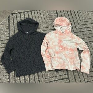 Old Navy Black Leopard and Pink Tie-Dye Hoodies